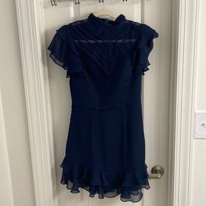 Navy blue ruffle mini dress size M